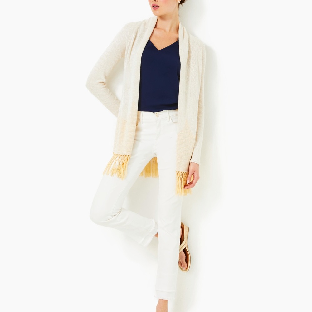 Lilly Pulitzer Tatum Long Fringe Hem
Cardigan Gold Metallic Small - Picture 12 of 12